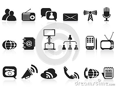 Black communication icons set Vector Illustration