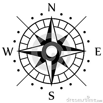 Black Compass Symbol Vector Illustration