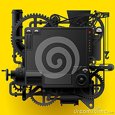 Black complex fantastic machine Vector Illustration