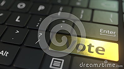Black computer keyboard and gold vote key. Conceptual 3D rendering Stock Photo