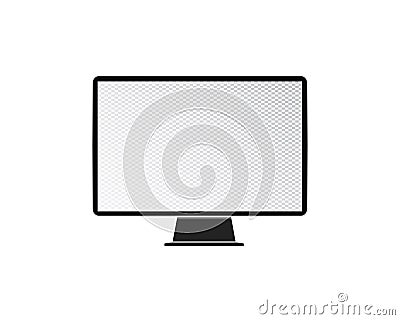 Black computer monitor. Empty led monitor of computer or black photo frame isolated on a transparent background. Vector blank Vector Illustration