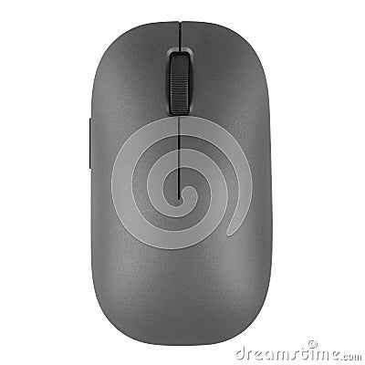 Black computer mouse isolated on white background. Minimalistic modern design mouse - top view. Stock Photo