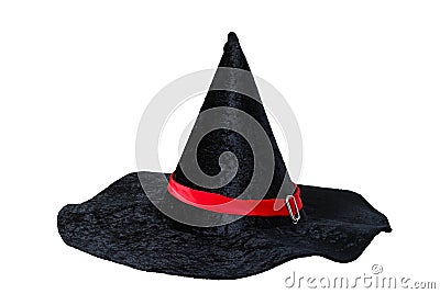 Black cone hat with red strip Stock Photo