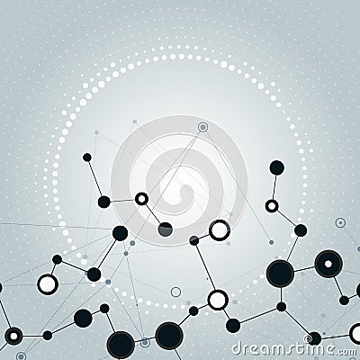 Black connect element in modern style on abstract geometric background. Network connection structure. Business network Vector Illustration