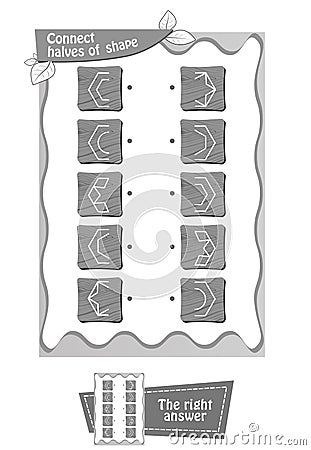 Black Connect halves of shape Cartoon Illustration