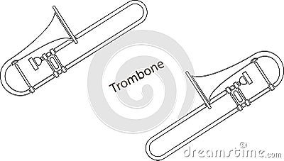 Black contour illustration of trombone ensemble Vector Illustration