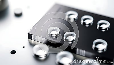 Black control panel buttons, technology interface and electronic device operation Generative AI Stock Photo