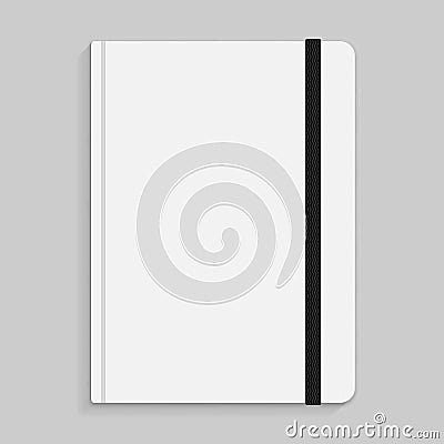 Black copybook with elastic band bookmark. Vector illustration. Vector Illustration