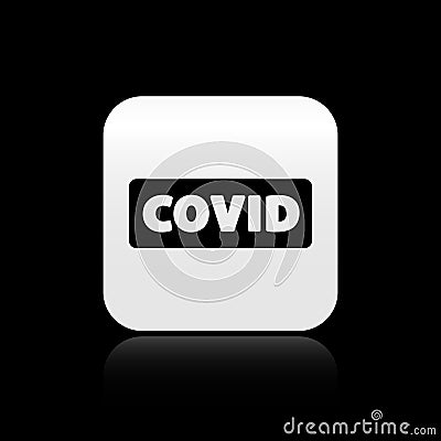 Black Corona virus covid-19 icon isolated on black background. Bacteria and germs, cell cancer, microbe, fungi. Silver Vector Illustration