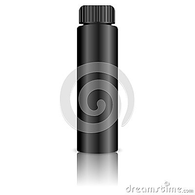 Black Cosmetics bottle for hair paint, gel, oil Vector Illustration