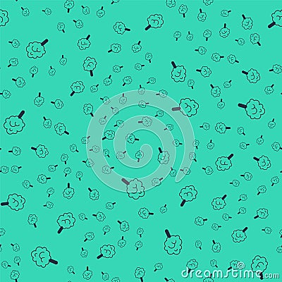 Black Cotton candy icon isolated seamless pattern on green background. Vector Vector Illustration