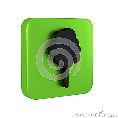 Black Cotton candy icon isolated on transparent background. Green square button. Stock Photo