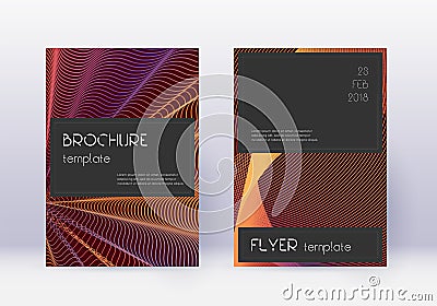 Black cover design template set. Orange abstract l Vector Illustration