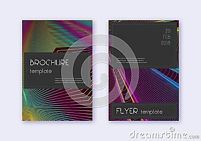 Black cover design template set. Rainbow abstract Vector Illustration