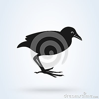 Black Crake, South Africa. flat style. Vector illustration icon isolated on white background Vector Illustration