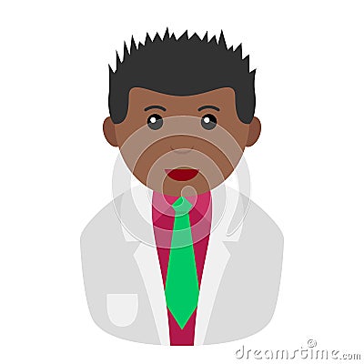 Black Crazy Scientist Avatar Flat Icon Vector Illustration