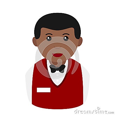 Black Croupier Avatar Flat Icon on White Vector Illustration