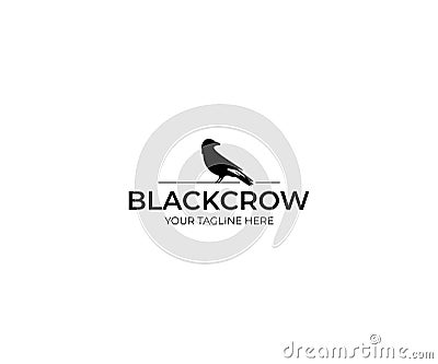 Black Crow Logo Template. Raven Vector Design Vector Illustration