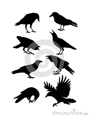 Black Crow Silhouettes Vector Illustration