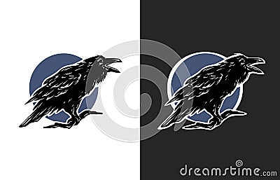 Black Crow, two options. Vector Illustration