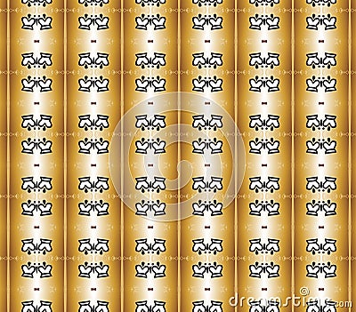 Black crowns on golden columns pattern Stock Photo