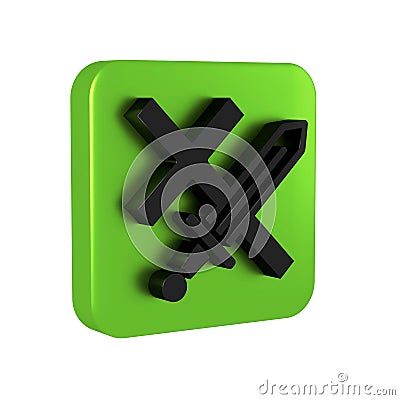 Black Crusade icon isolated on transparent background. Green square button. Stock Photo