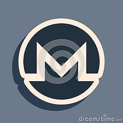 Black Cryptocurrency coin Monero XMR icon on grey background. Physical bit coin. Digital currency. Altcoin symbol Vector Illustration