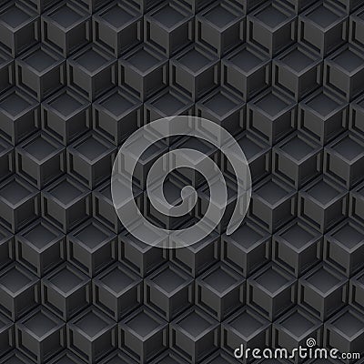 Black cube abstract background. 3D Cartoon Illustration