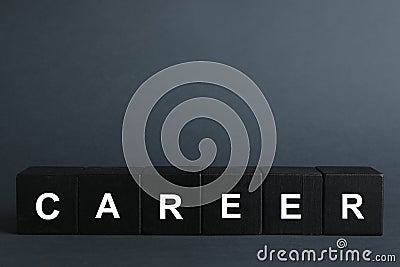 Black cubes with word CAREER on background. Space for text Stock Photo