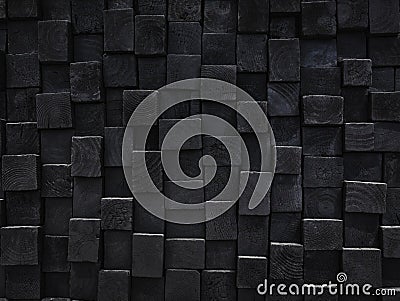 Black cubic Wooden block texture wall decoration background Stock Photo