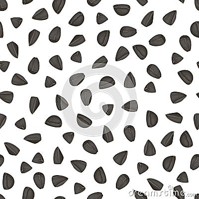 Black cumin seeds seamless pattern. Healthy food background. Vector Illustration