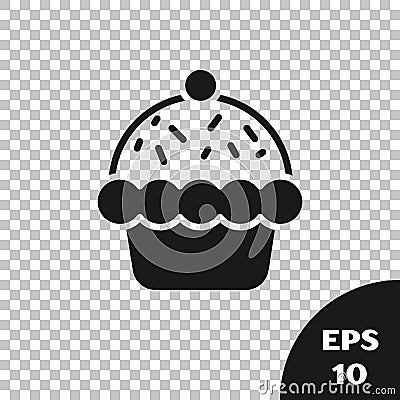 Black Cupcake icon isolated on transparent background. Vector Vector Illustration