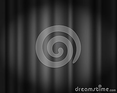 Black curtain vector background. Dark velvet drape. Drapery. Theater, opera, concert or cinema. Curtain stage. Grey Vector Illustration