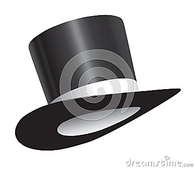 Black cylinder hat with white ribbon in Vector Illustration