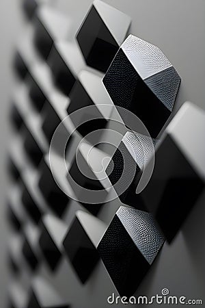Black 3d hexagonal shapes with grooves generated by ai Stock Photo