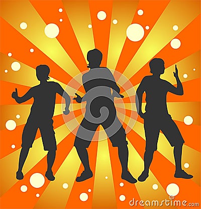 Black Dancing Silhouettes Royalty-Free Stock Photography