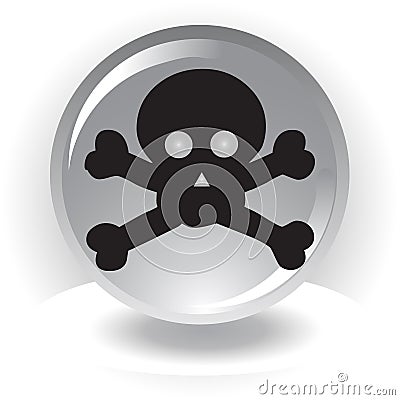 Black danger scull icon on sphere background Vector Illustration