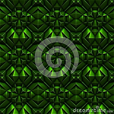 Black dark green gothic cross crystal glow metal paper mosaic polygonal ornament 3D seamless texture Stock Photo