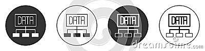 Black Data analysis icon isolated on white background. Business data analysis process, statistics. Charts and diagrams Vector Illustration