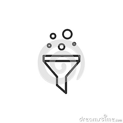 Black data filter with filtering circles. flat data funnel icon. isolated on white background. Vector Illustration