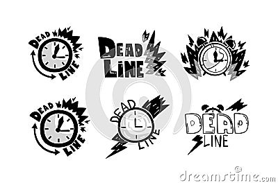 Black Deadline Logo and Fast Time Business Badges or Labels Vector Set Vector Illustration