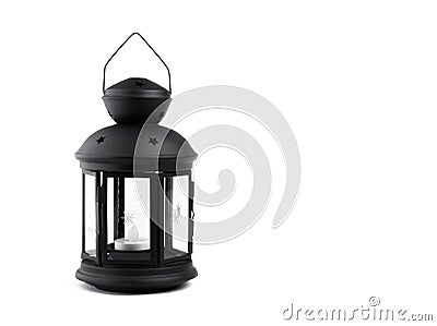 Black decorative lantern, isolated on white Stock Photo