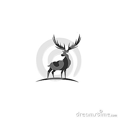 Black deer with great antler vector illustration. Vector Illustration