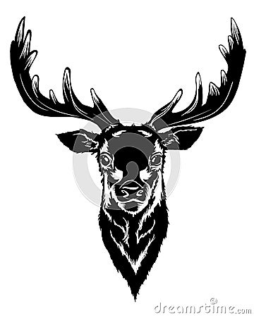 Black Deer Head Vector Illustration