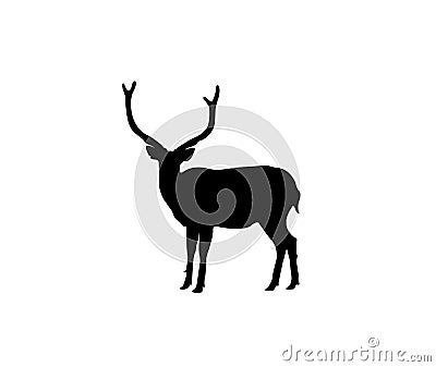 Black deer silhouette vector on white backdrop Vector Illustration