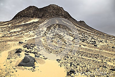 Black desert rock formations Stock Photo