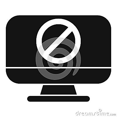 Black desktop computer monitor displaying a prohibitive sign Stock Photo