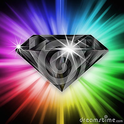 Black diamond over rainbow Stock Photo