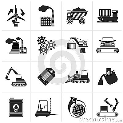 Black different kind of business and industry icons Vector Illustration