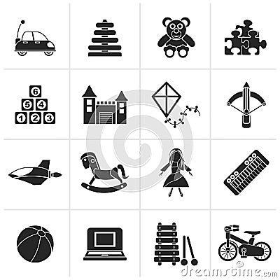 Black different kind of toys icons Vector Illustration